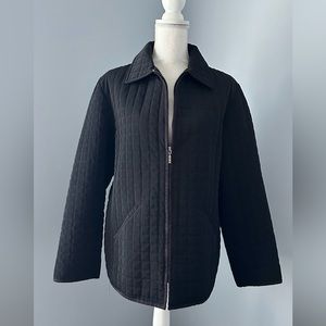 WOMENS LIZ CLAIBORNE BLACK QUILTED ZIPPERED JACKET - PAISLEY LINING & 2 pockets